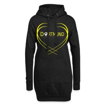 dortmund herz - Hoodie-Kleid - Schwarz - Vorne