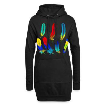 Plumes de perroquet - Sweat-shirt à capuche long Femme - noir - Devant