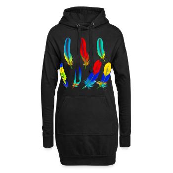 Plumes de perroquet - Sweat-shirt à capuche long Femme - noir - Devant