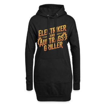 Elektriker und Auftragsgriller - Hoodie-Kleid - Schwarz - Vorne
