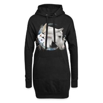 Motif cheval Boho - Sweat-shirt à capuche long Femme - noir - Devant