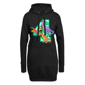 Dinosaurier 4. Geburtstagsparty Nummer 4 - 4 Jahre - Hoodie-Kleid - Schwarz - Vorne