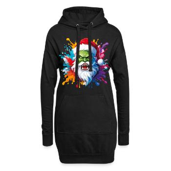 12 Zombie schreiender Weihnachtsmann Farbtropfen - Hoodie-Kleid - Schwarz - Vorne