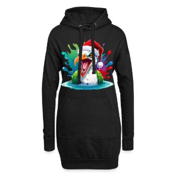 14 Zombie Möwe Meer Weihnachtsmann Farbtropfen - Hoodie-Kleid - Schwarz - Vorne