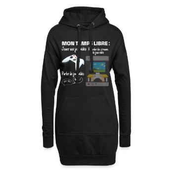 Mon temps libre : 100% gaming - Sweat-shirt à capuche long Femme - noir - Devant