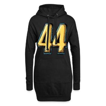 44 Zahl Bunt - Hoodie-Kleid - Schwarz - Vorne