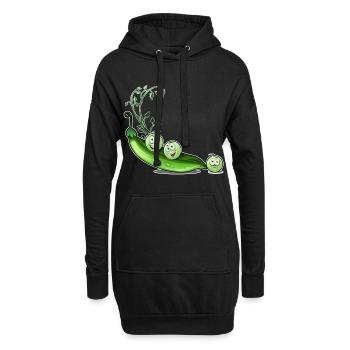 Erbsen Bohnen Humor - Hoodie-Kleid - Schwarz - Vorne