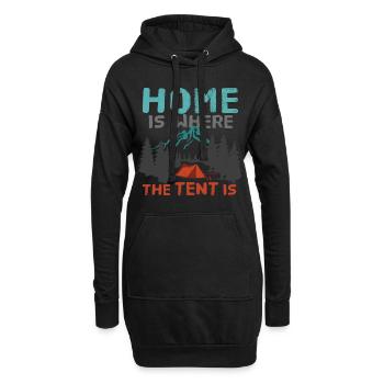 Wintercamping Zelten Camping Berge Wald Outdoor - Hoodie-Kleid - Schwarz - Vorne