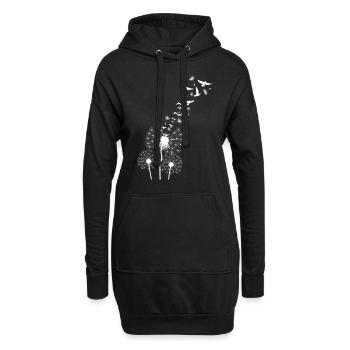 Pissenlits doux pissenlit avec oiseaux dames d'été - Sweat-shirt à capuche long Femme - noir - Devant