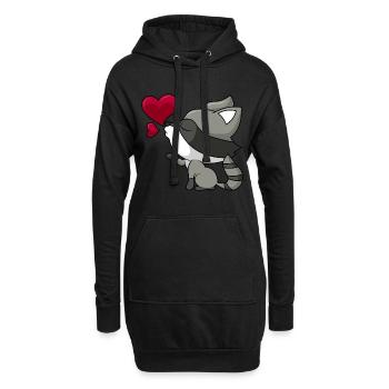 Raton laveur mignon avec cadeau coeur et amour - Sweat-shirt à capuche long Femme - noir - Devant