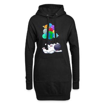 Cosmonaute astronaute sur la planète Ballon ballon - Sweat-shirt à capuche long Femme - noir - Devant