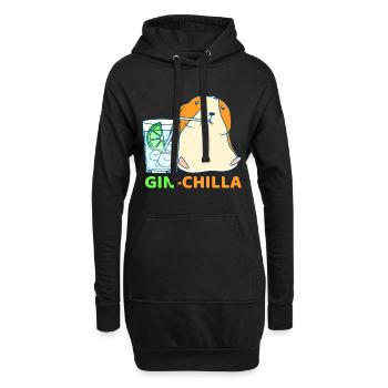 Gin-Chilla Mignon Chinchilla avec gin verre cadeau - Sweat-shirt à capuche long Femme - noir - Devant