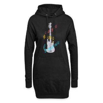 Guitare basse guitare électrique - Sweat-shirt à capuche long Femme - noir - Devant