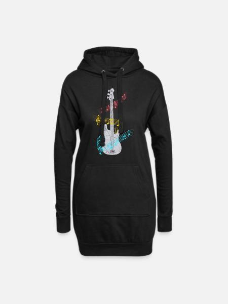 Bass guitar electric guitar - Hoodie Dress - black