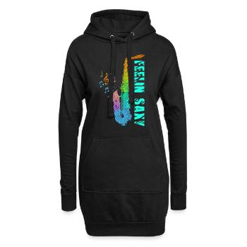 Feelin Saxy Saxophon - Hoodie-Kleid - Schwarz - Vorne