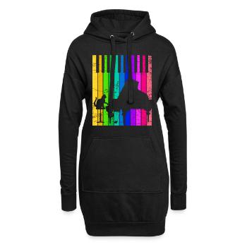 Klavier Flügel musikalische Katze Kätzchen Musik - Hoodie-Kleid - Schwarz - Vorne