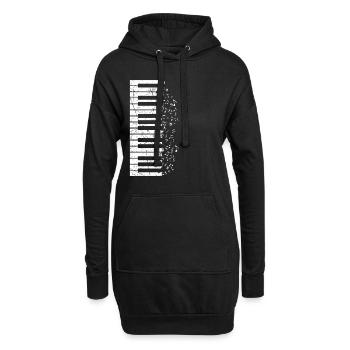 Cadeau de musique asymétrique de joueur de clavier de piano - Sweat-shirt à capuche long Femme - noir - Devant