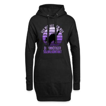Unnötiger Sozialkontakt lustiger Spruch Katze - Hoodie-Kleid - Schwarz - Vorne