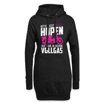 Mofa Moped Spruch bitte nicht hupen fahre Vollgas - Hoodie-Kleid - Schwarz - Vorne
