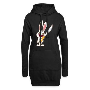 Böses Häschen Hase mit Messer lustiger Osterhase - Hoodie-Kleid - Schwarz - Vorne