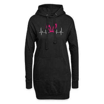 Oreilles de lapin pouls battement cardiaque ECG Lapins - Sweat-shirt à capuche long Femme - noir - Devant