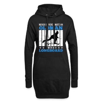 Alter Mann mit Longboard Spruch Geschenk - Hoodie-Kleid - Schwarz - Vorne