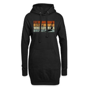 Eat Sleep Windsurf Repeat Cadeau windsurfer - Sweat-shirt à capuche long Femme - noir - Devant