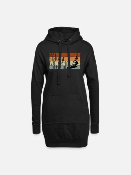 Eat Sleep Windsurf Repeat Cadeau windsurfer - Sweat-shirt à capuche long Femme - noir