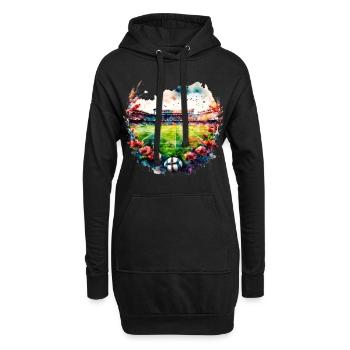 Stade de football vide avec des fleurs Fussball Stadion - Sweat-shirt à capuche long Femme - noir - Devant