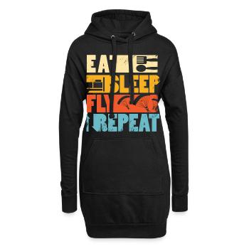 Paragliding - Hoodie-Kleid - Schwarz - Vorne