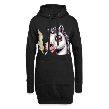 Einhorn Raucher Smoke Joint - Hoodie-Kleid - Schwarz - Vorne