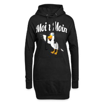 Moin Moin Möwe - Hoodie-Kleid - Schwarz - Vorne