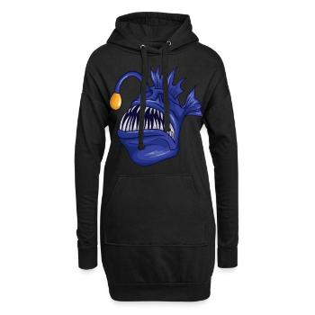 Gruseliger Anglerfisch - Hoodie-Kleid - Schwarz - Vorne