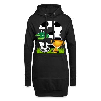 Football 3 Anniversaire Joueur de football Football - Sweat-shirt à capuche long Femme - noir - Devant