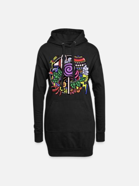 Hippie - Hoodie-Kleid - Schwarz