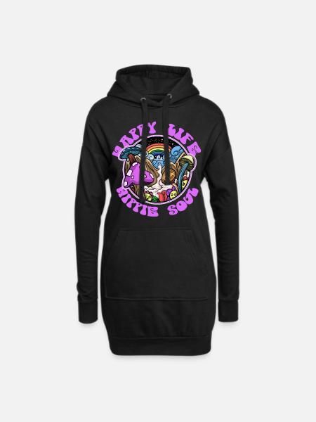 Hippie - Hoodie-Kleid - Schwarz