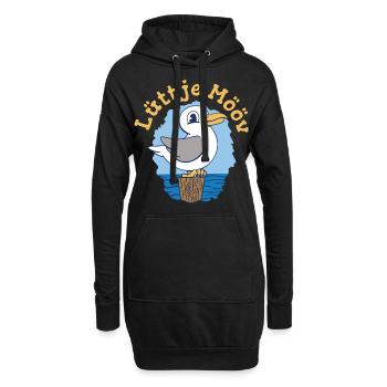 Lüttje Mööv Plattdeutsch kleine Möwe - Hoodie-Kleid - Schwarz - Vorne