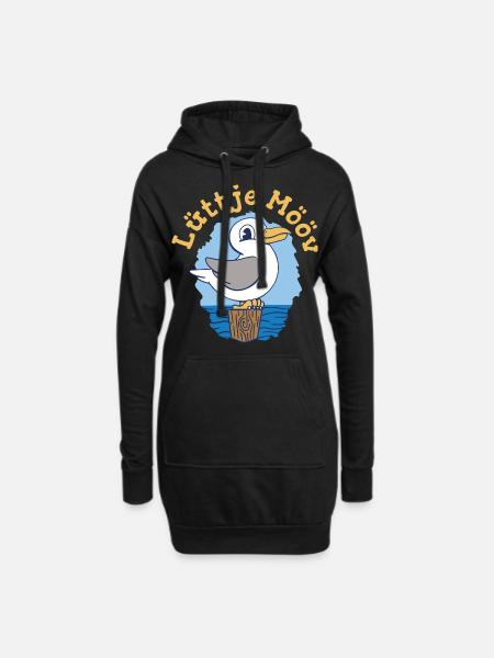 Lüttje Mööv Plattdeutsch kleine Möwe - Hoodie-Kleid - Schwarz