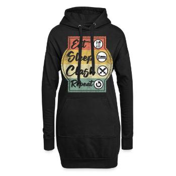 Eat Sleep Clash Repeat Vintage Gaming Clan Retro - Hoodie-Kleid - Schwarz - Vorne