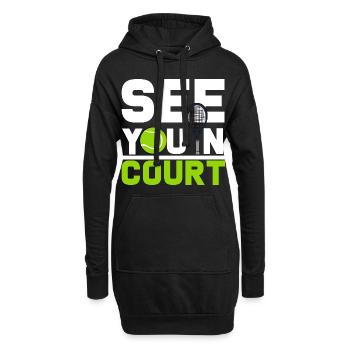 court de tennis - Sweat-shirt à capuche long Femme - noir - Devant
