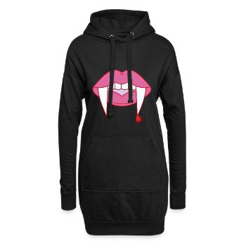 Vampire girl avec rouge à lèvres lèvres sanglantes - Sweat-shirt à capuche long Femme - noir - Devant