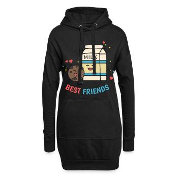Milch Kekse Geschenk Freunde Schokolade süß comic - Hoodie-Kleid - Schwarz - Vorne