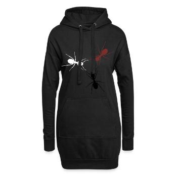 fourmis - Sweat-shirt à capuche long Femme - noir - Devant