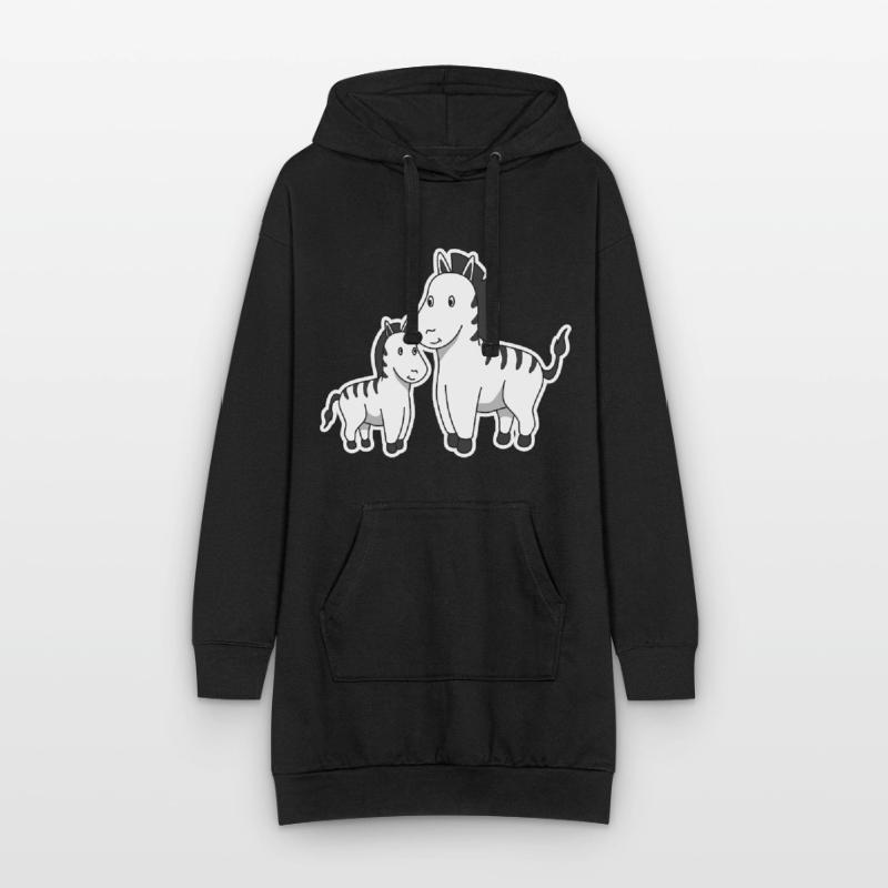 Zebra Mutter Kind Muttertag Geschenk Tiere Comic Hoodie-Kleid