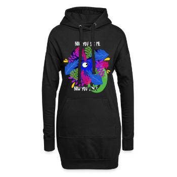 Gecko Tier Lustig Blätter Pflanzen Natur Geschenk - Hoodie-Kleid - Schwarz - Vorne