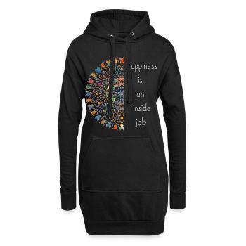 « Happiness is an inside job » Mandala tribal délicate 2 - Sweat-shirt à capuche long Femme - noir - Devant