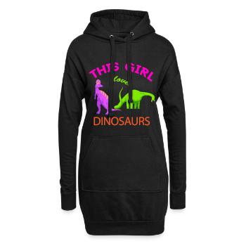 Cette fille aime les dinosaures - Sweat-shirt à capuche long Femme - noir - Devant