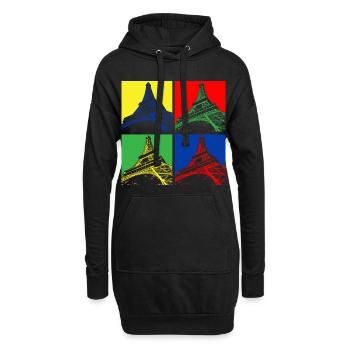 tour Eiffel - Sweat-shirt à capuche long Femme - noir - Devant