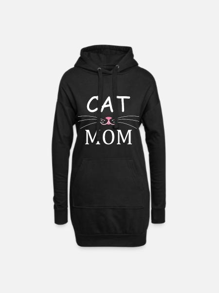 Cat mom cats mom shirt - Hoodie Dress - black