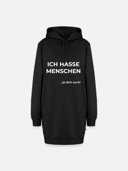 Ich hasse Menschen - Hoodie-Kleid - Schwarz